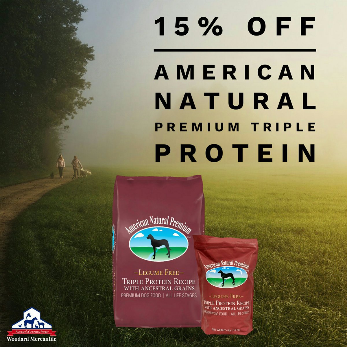 WoodMerc's tweet photo. Save 15% off ALL sizes of American Natural Premium, Triple-Protein dog food! For a limited time only and only at our Maize location!

#woodardmercantile #shoplocal #dogfood #natural #sales https://t.co/aA1KAk68ag