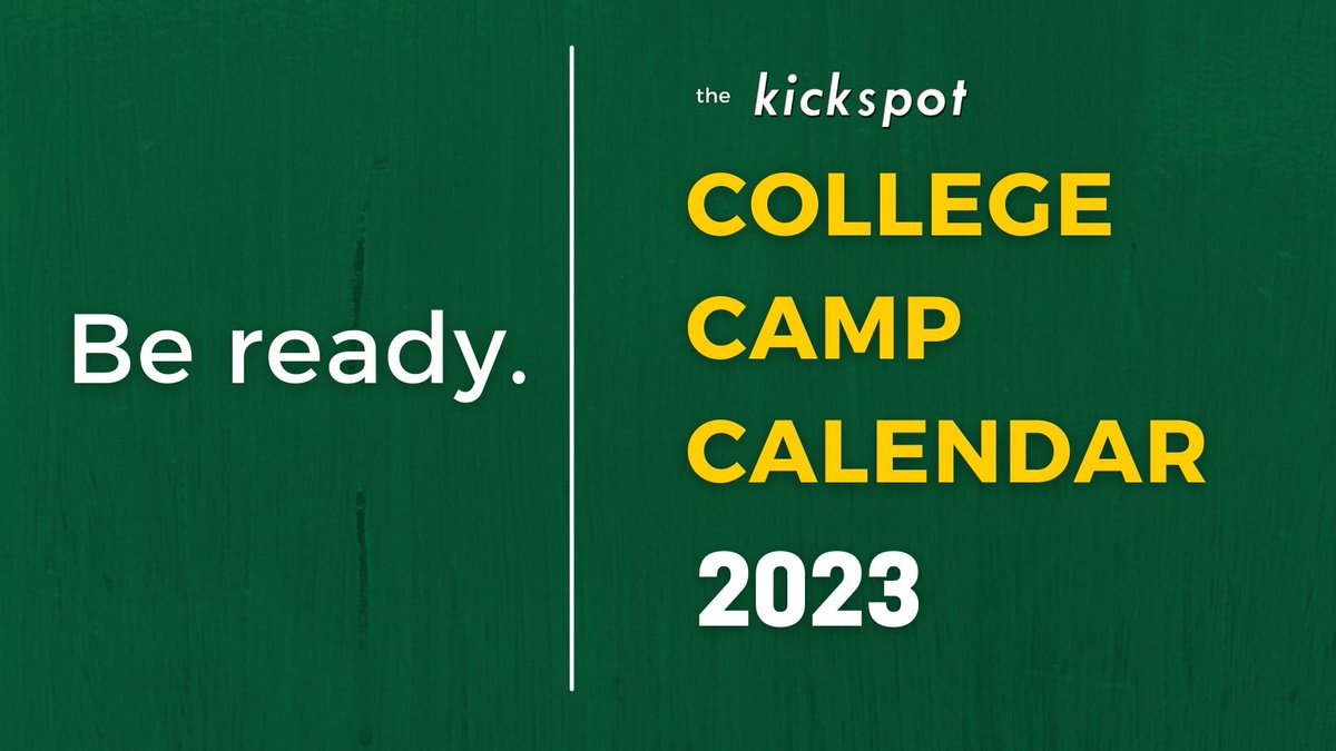 Hey, specs, need help navigating the maze of college camps? Chart your summer path with our 2023 College Specialist Camp Calendar, now close to 300 colleges. View by date or colleges A-Z. Updated regularly. Pass along any camp dates we don't have! kick-spot.com/2023-camps-a-z