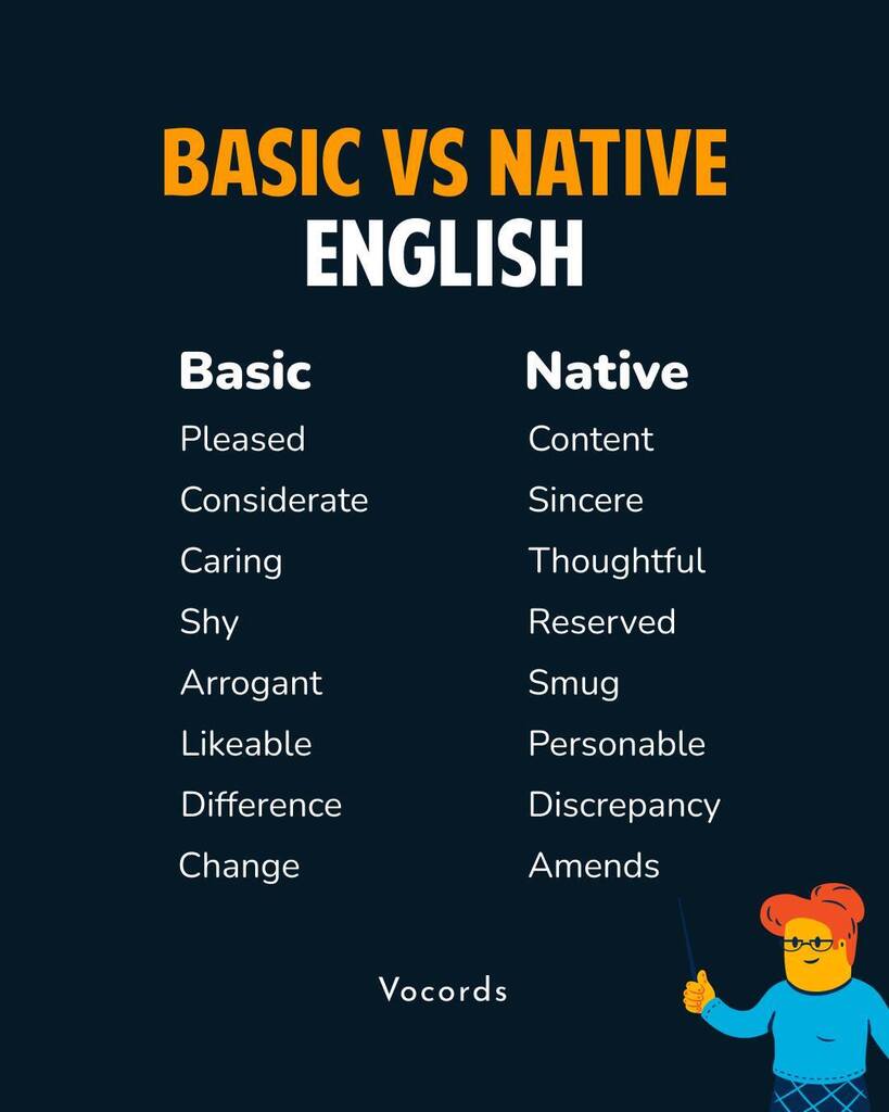 vocords's tweet photo. Basic vs Native English!

Test your English skills by finding out the words hidden in the jumble and write it in the comment section below.

We hope you learnt something new 😊

Follow us for more posts like this⠀⠀⠀⠀⠀
Checkout @oveeovo to learn id… https://t.co/PM57C1V5PU https://t.co/t697NAepGO