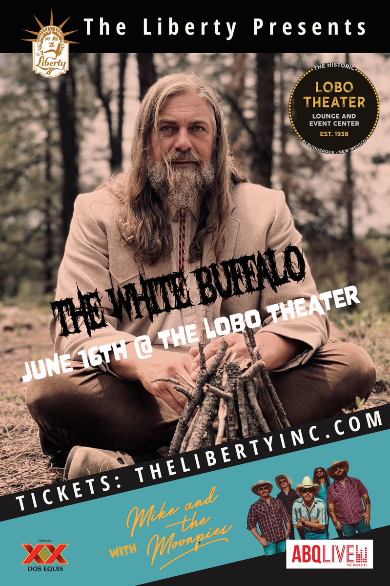 Albuquerque NM!!! We are coming to the Lobo Theater on June 16th. Joining us is the amazing @mikeandthemoonpies. Excited to have them in the bill  Grab your tix now!
#thewhitebuffalo #yearofthedarkhorsetour