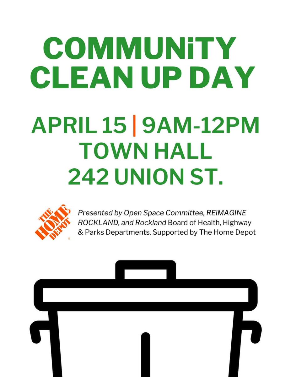 We turn trash into treasured community events. How awesome is Rockland?! We think, "spectacular!" Join Open Space Committee and multiple organizations and town departments to clean up the Town Forest, Rail Trail, Hartsuff Park, and Union Street area on Saturday morning.