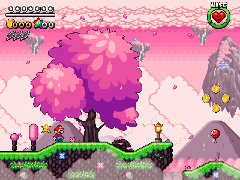 Super_Starshi's tweet image. Cherry Blossom Cliffs 🌸 #smbx #mario