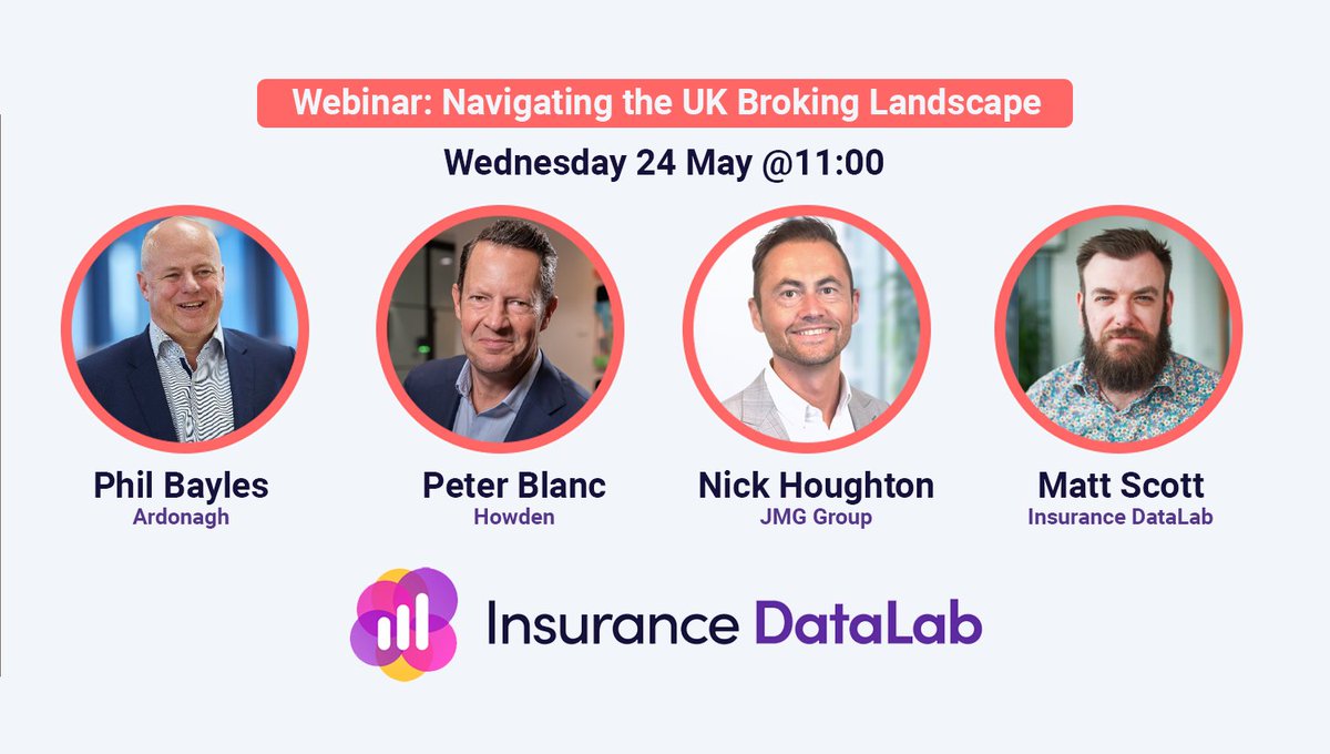 We're delighted that <a href="/ArdonaghPhilB/">Phil Bayles</a>, <a href="/PeterBlanc/">Peter Blanc</a>, and Nick Houghton from <a href="/JMG_Group_/">JMG Group</a> will be joining <a href="/mfelmi/">Dan King</a> and <a href="/MattScottJourno/">Matt Scott</a> to discuss the UK broking landscape at our next webinar - at 11am, 24 May. Register now!
us06web.zoom.us/webinar/regist…