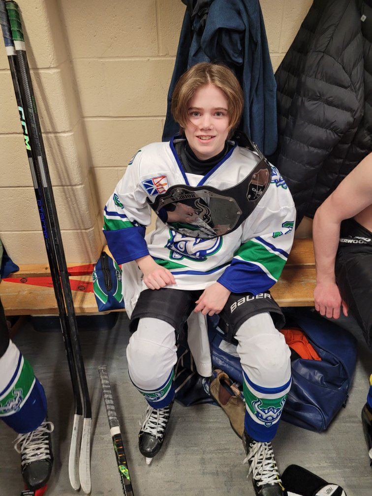 Wooooo big W this morning 6-2 vs Clarenville! Team POG Matthew Hallidayyyyy!! Game POG (given on ice) Gavin Penney!!! #keepgoing #dontstop #LGW #provincials