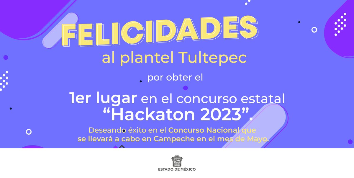 somoscecytem's tweet photo. Felicitamos al @TultepecCecytem  que nos estará representando en el Concurso Nacional "Hackaton 2023" que se llevará a cabo en Campeche el próximo mes de mayo. Mucho éxito. 🙌🏻🤖👾 https://t.co/6LwbmycAPv