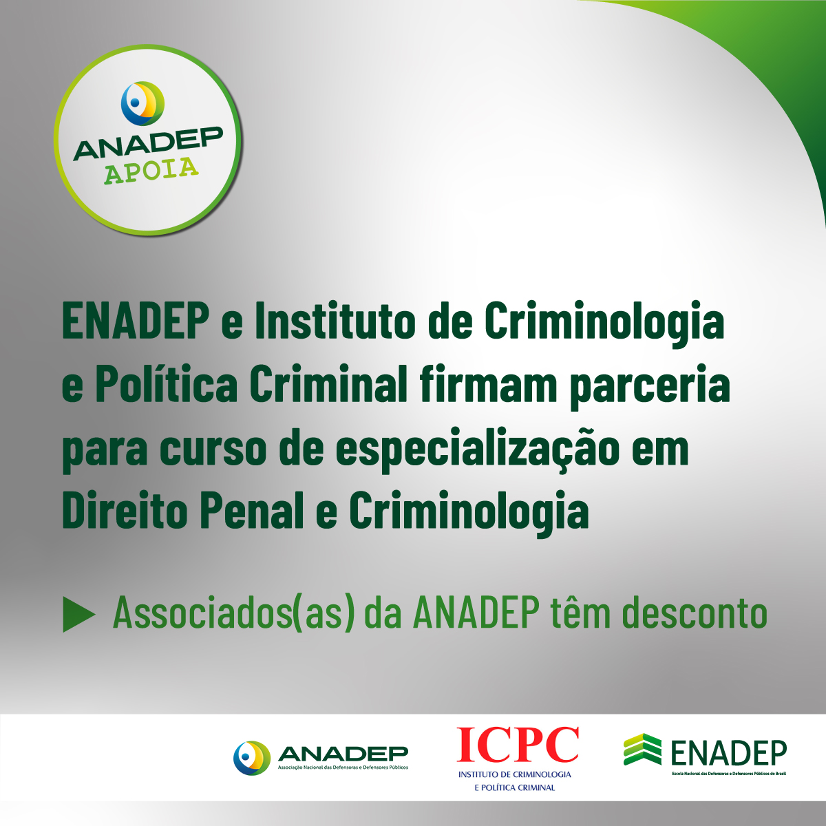ANADEP_Brasil's tweet photo. #Educação #ENADEP
Os(as) associados(as) da ANADEP têm desconto de 10% na mensalidade ou 15% no pagamento à vista do valor total do curso.
Confira: https://t.co/I1Np4qMwDQ https://t.co/cSP93l4kXb