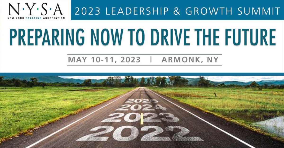 Join us for #NYSA’s Annual Leadership and Growth Summit on May 10-11, 2023, in Armonk, NY. This two-day event will feature an impressive lineup of keynote speakers, networking opportunities, and more! Register today: ow.ly/tlfF50NIo1x

#Leadership #Event #Staffing