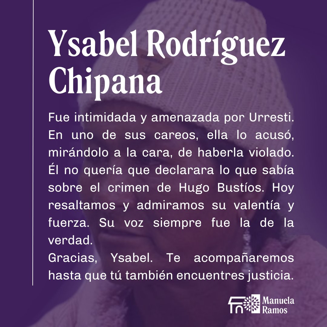 34 años después, se encontró justicia en el caso de Hugo Bustíos. En este contexto, resaltamos la importancia de las declaraciones y valentía de Ysabel Rodriguez Chipana, su voz siempre fue de la verdad. 1/2
#TodasSomosYsabel #YsabelNoEstásSola
#CasoBustíos #Justicia #Urresti