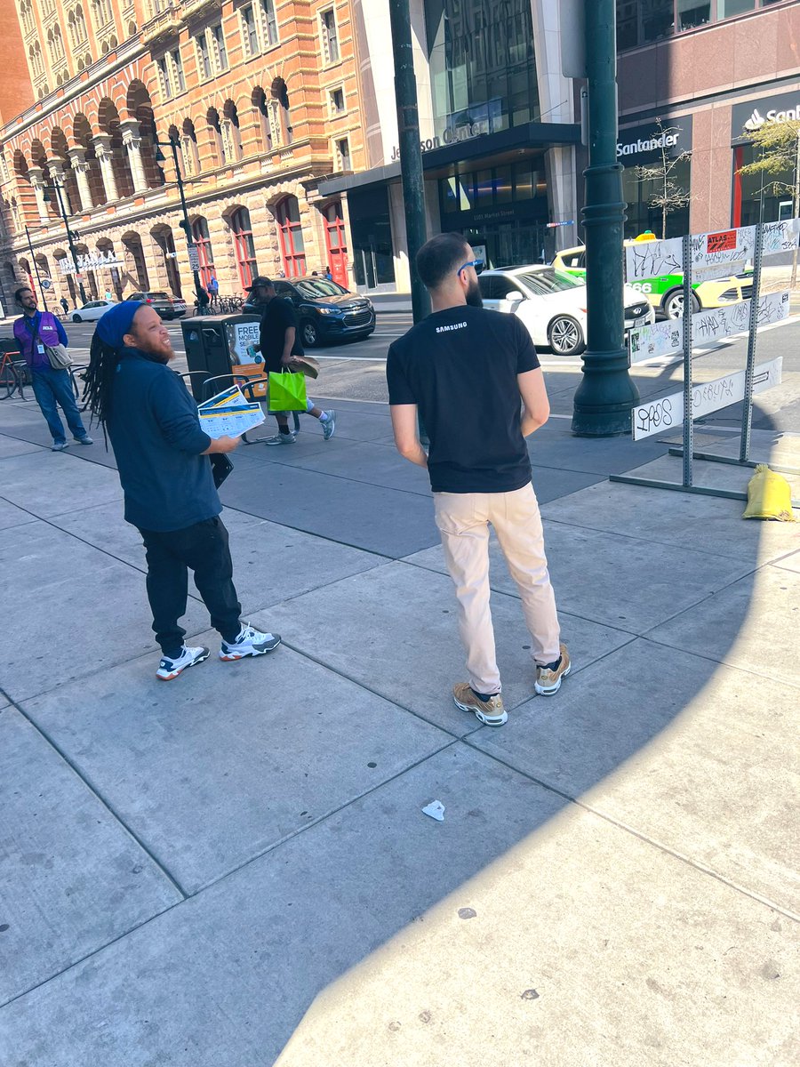 ASMTahirW's tweet photo. Beautiful day in Downtown Philly!! @OGBM270s & Josh getting there swag outside finding potential customers!!! #BeastMarket๐ @TeamSWAGOHPA @marmolejos_nick @Sadia_Walker @realmccoy1988 https://t.co/OVdymszuhz