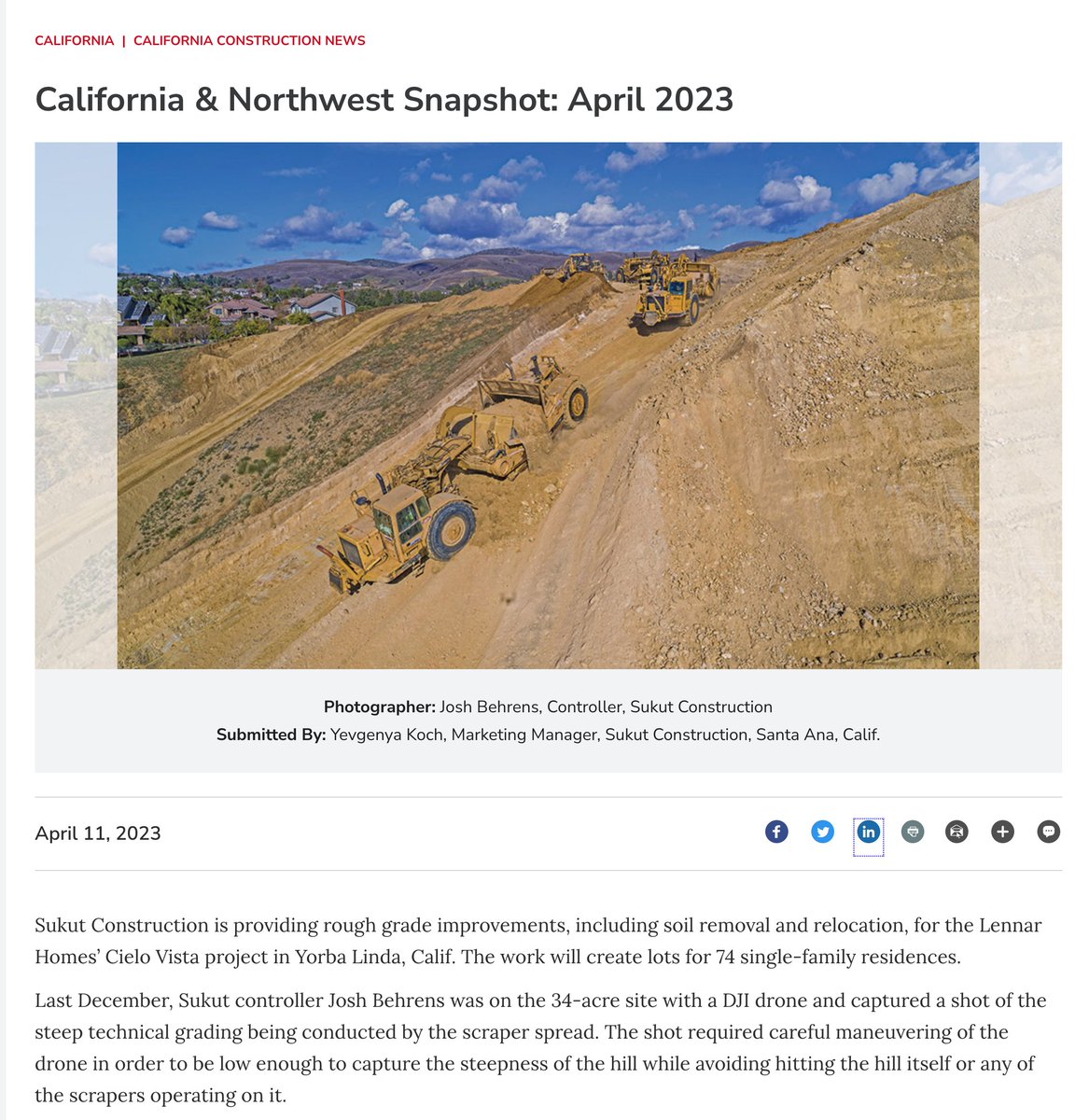 We are excited to have been featured in the latest ENR California and Northwest Snapshot! sukut.com/wp-content/upl… #sukutconstruction #enr #lennarhomes