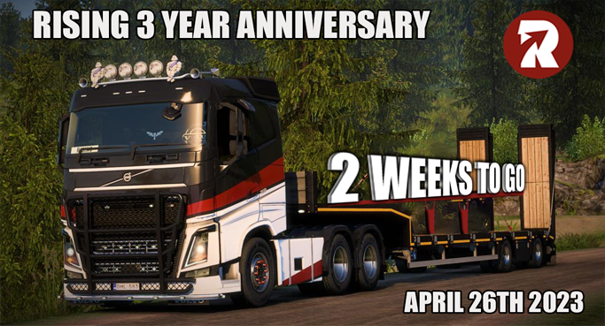 risingvtc's tweet photo. Are you ready to celebrate with us. In 3 weeks it is time to celebrate our anniversary. Come to the party.

https://t.co/0pkZcRN1Rb

#ets2 #truckersmp #anniversary #convoy https://t.co/s6kJ9nC93k