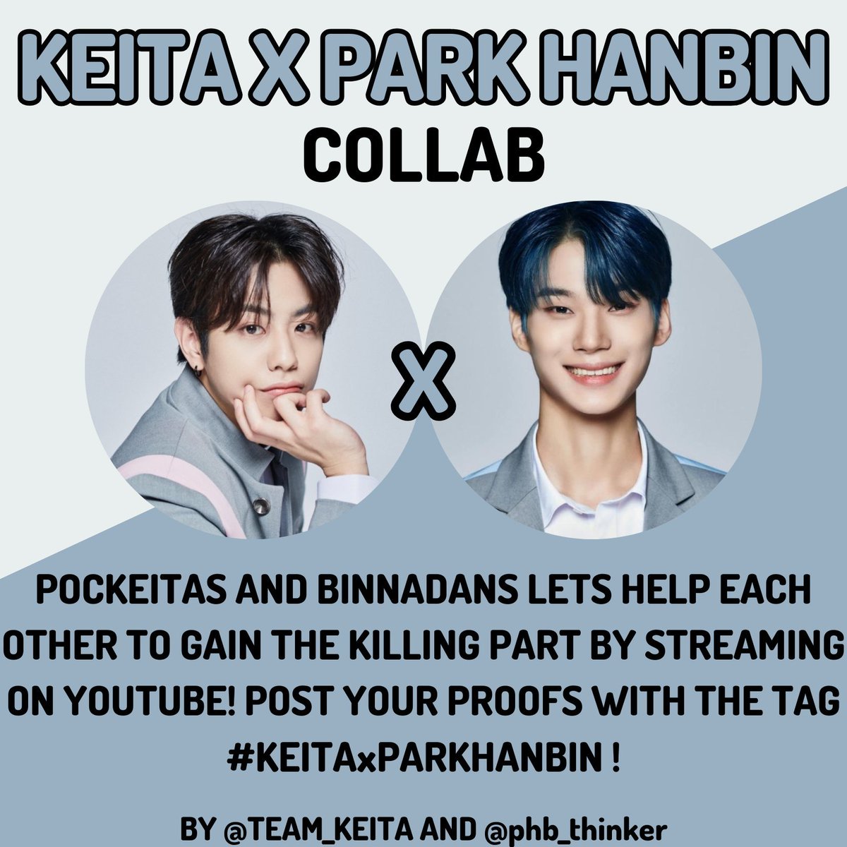 phb_thinker's tweet photo. 🚨 STREAMING COLLABORATION BETWEEN BINNADANS &amp; POCKEITAS 🚨

Please join in and help get the Killing Part for Hanbin and Keita⭐

Use our # for streaming proofs!
➡️#KEITAxPARKHANBIN

#PARKHANBIN - JELLY POP
➡️https://t.co/foqKeF9Bip

#KEITA - HOT SUMMER
➡️ https://t.co/ZtgddjEVkv https://t.co/rvk4Wq0DJI