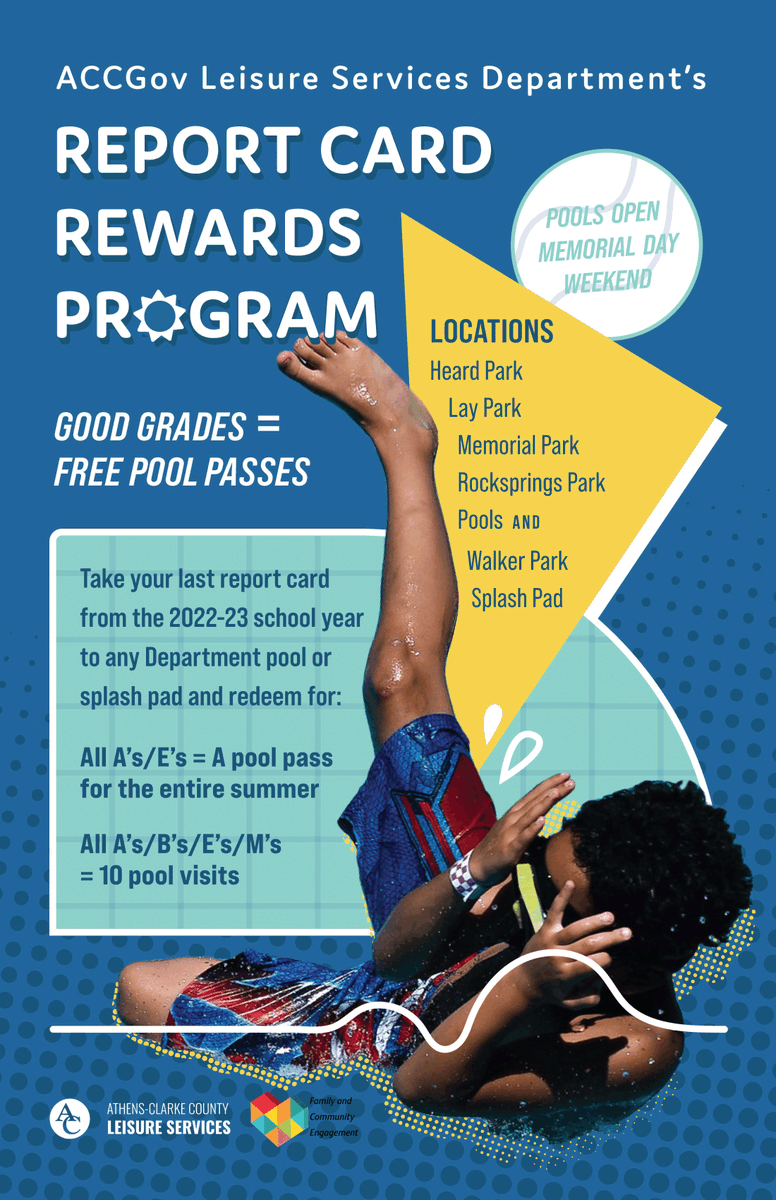 ClassicCityHS's tweet photo. CCSD Students: Turn in your report cards to get a free pool pass! All A's earn a pass for the entire summer, and all B's earns 10 pool visits at participating locations. https://t.co/e9NmvkIZop