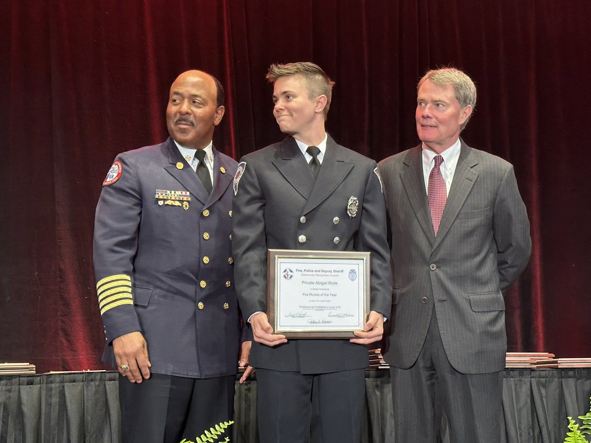 IFD_NEWS's tweet photo. Big Congratulations to Private Abigail Bryte for her selection as the #IFD Rookie Firefighter of the Year @citizensenergy 55th Annual #FPDS Awards #CitizensIndyHeroes 👏🔥🚒 https://t.co/09JRW5DLDM