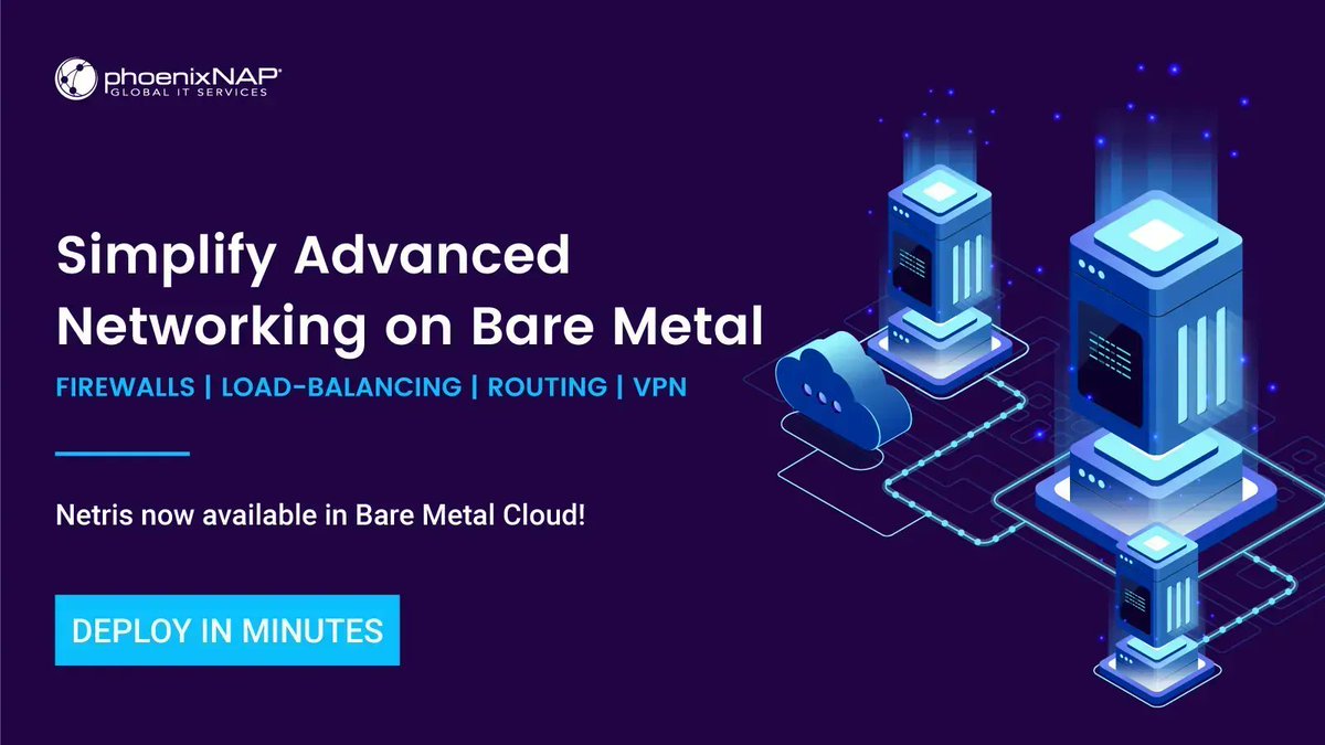 phoenixnap's tweet photo. 📣 VPC #networking on #baremetal has just become a whole lot simpler! ⚡ In minutes, you can now deploy phoenixNAP's Bare Metal Cloud server with pre-installed @netris_io Controller or SoftGate and automate complex networking operations! Learn more 👇
https://t.co/HAzGK8LdkO https://t.co/qS2jPgbpAJ