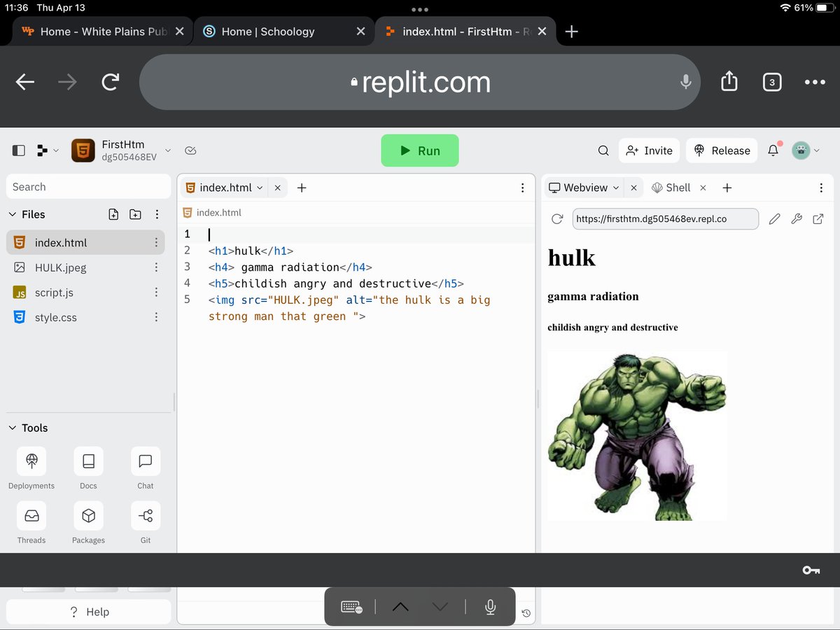 BerriosVRE's tweet photo. @EastviewMS media artists are learning how artists use the web to promote their art. Ss are promoting their fav character while learning HTML. Today we learned about the importance of the alt text attribute for screen readers &amp;&amp; they took this seriously. #accessibility  #wpProud https://t.co/l68GWMyig0