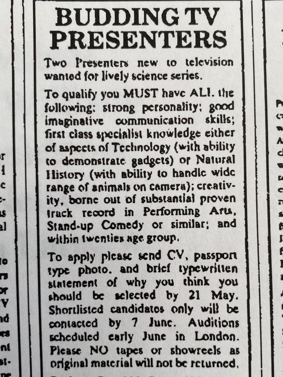 AngelaLamont's tweet photo. So today's #ThrowbackThursday is a biggie for me...it's the advert that changed my life! I was quietly working in tech, having just finished a secondment to present the @TheIET Faraday Lectures and my boss kept faxing me (yes, I said FAXING!!!) this advert. He promised to only stop sending it if I applied because "it's perfect for you". So I applied...and I got the job...and it turned out to be the BBC! 

The moral of this tale is...sometimes others can see things in you that you can't, see your strengths and urge you to find a new challenge. I am SO glad I listened and had the courage to apply! My life instantly changed and I have met and worked with so many wonderful people.
#TBT #ReaderItChangedMyLife #DreamJob