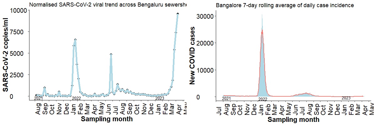 TIGS_India's tweet photo. #Realtime #SARSCoV2 in sewershed sites wastewaters &amp; reported COVID-19 cases. The viral load has been constantly high, above the threshold line

Wastewater surveillance helps to keep track of emerging pattern in #SARSCOV2 &amp; must be used as a complementary tool to clinical testing https://t.co/tPQn7iUnbq