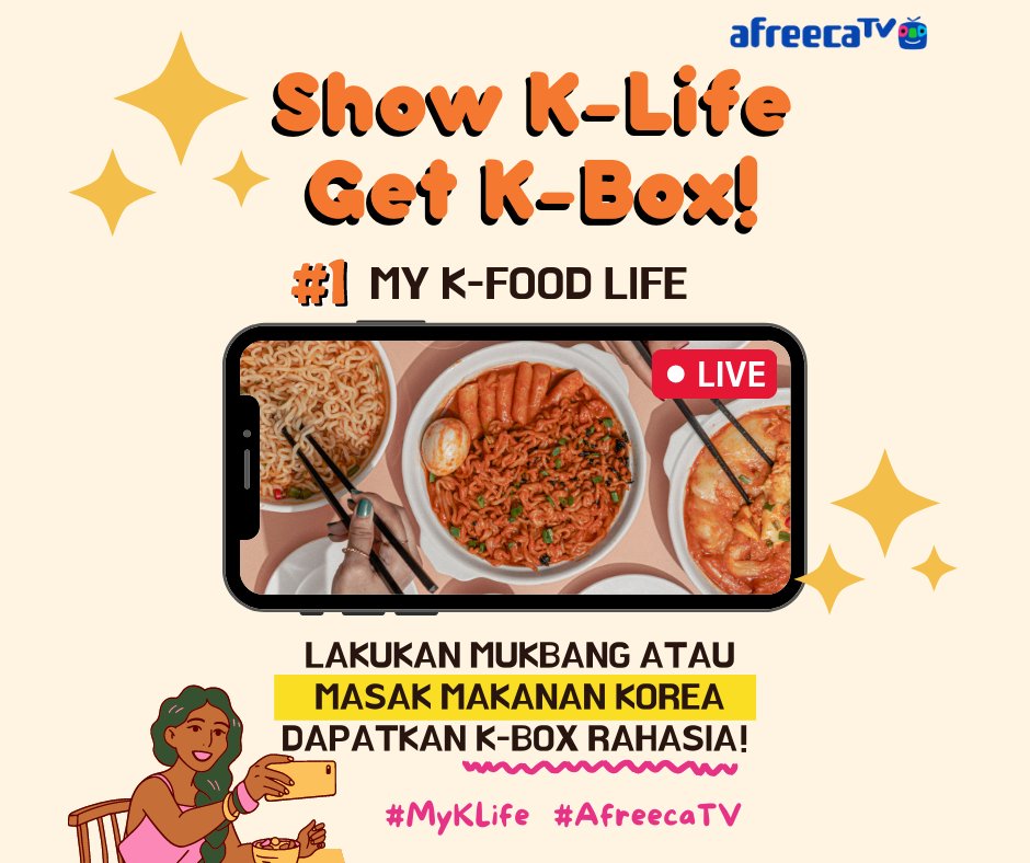 afreecatv_idn's tweet photo. Annyeong haseyo 📷~
Dapatkan K-Food Secret Box dengan cara Live Streaming "Memasak" atau "Mukbang" makanan korea di #AfreecaTV , hanya untuk 50 orang pertama yang mendaftar! 📷
Lihat detailnya di https://t.co/DCaORNb953
#AfreecaTV #Kpop #MyKLife https://t.co/ab5ELHVVAc