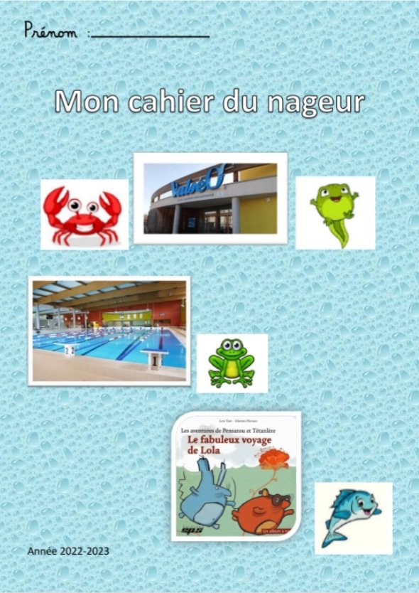 Cahier du nageur remis à jour avec une nouvelle 1ère  de couverture.😁