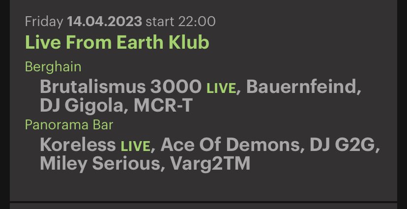 Playing Live at Panorama Bar tomorrow night: @LiveFromEarth_ @berghain