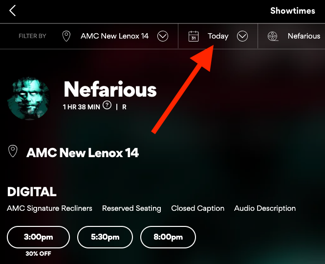 AustinHough's tweet photo. @SteveDeaceShow @DeaceOnline @DeaceProducer 

Look like they're going to start showing Nefarious today at 3PM in the Chicago area. https://t.co/uTI39vGyBX