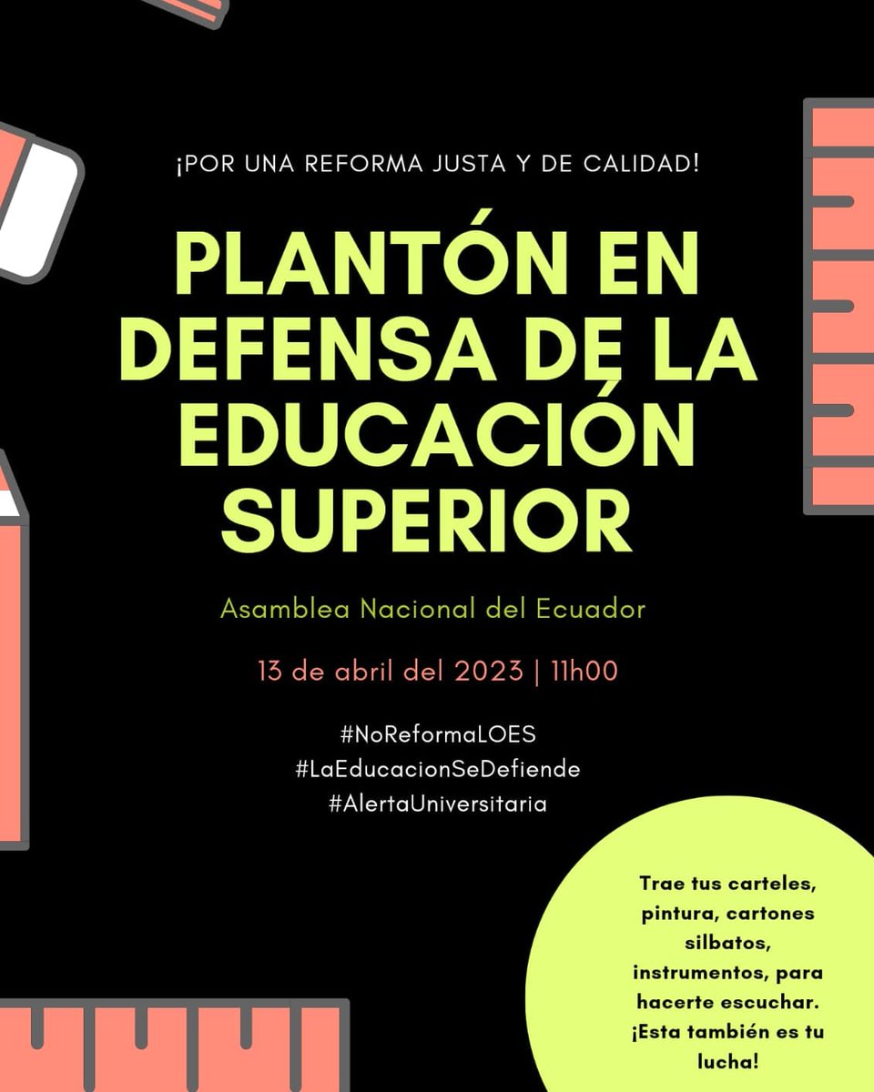 Comite_FLACSOec's tweet photo. #ALERTAUNIVERSITARIA 
#NoReformaLOES #LaEducaciónSeDefiende https://t.co/vKbm7YeUkx