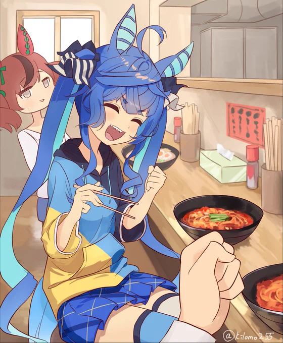 遅ればせながらターボ誕生日おめでとう!!というわけで(?)一緒に激辛ラーメンを食べました!  #ツインターボ誕生祭2023 #ツインターボ 