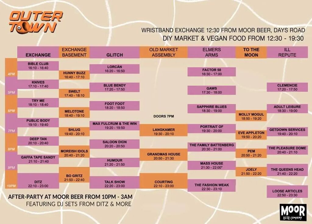 Great lineup with timings now available for this multi venue Old Market festival on Sunday. Still a few tickets left.

Big up @outertownbristol for involving us and big up Old Market 🤩

#tothemoonbristol #bristolnightlife #whatsonbristol #bristoleven… instagr.am/p/Cq-aJFEM3Po/