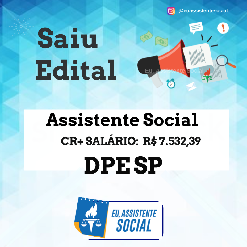 Euassistenteso1's tweet photo. Saiu o edital para o #DPESP! 🚀Mais informações no blog:https://t.co/tG2jKK9ct5… #assistentesocial #concursovunesp #servicosocial #euassistentesocial https://t.co/SxkPYnbwec