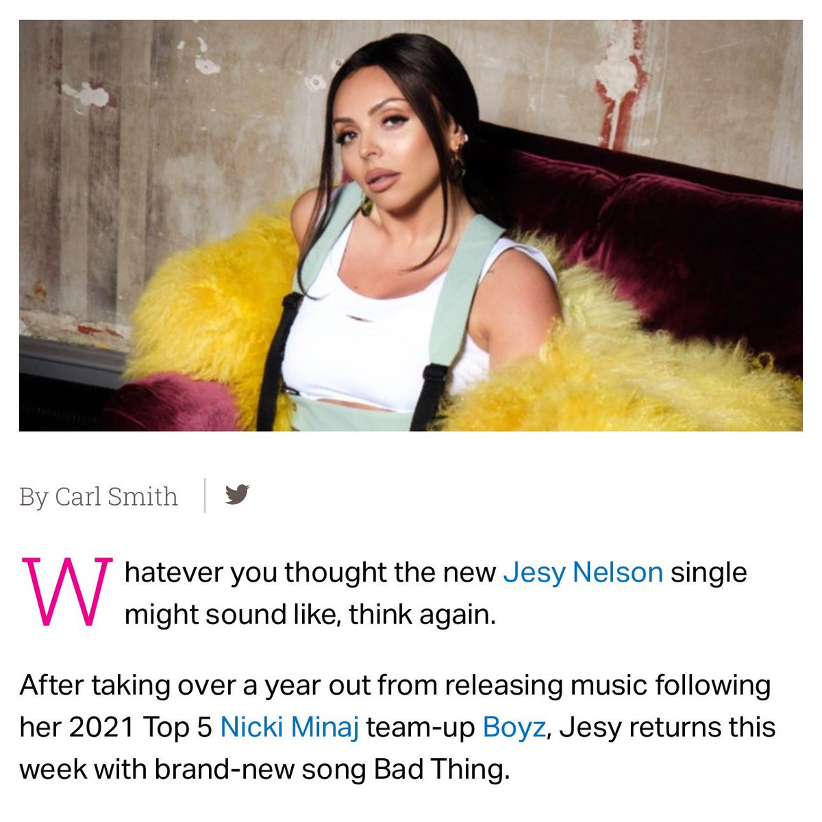 Jesy Nelson Presave ‘Bad Thing’ on Twitter "Positive review of ‘Bad