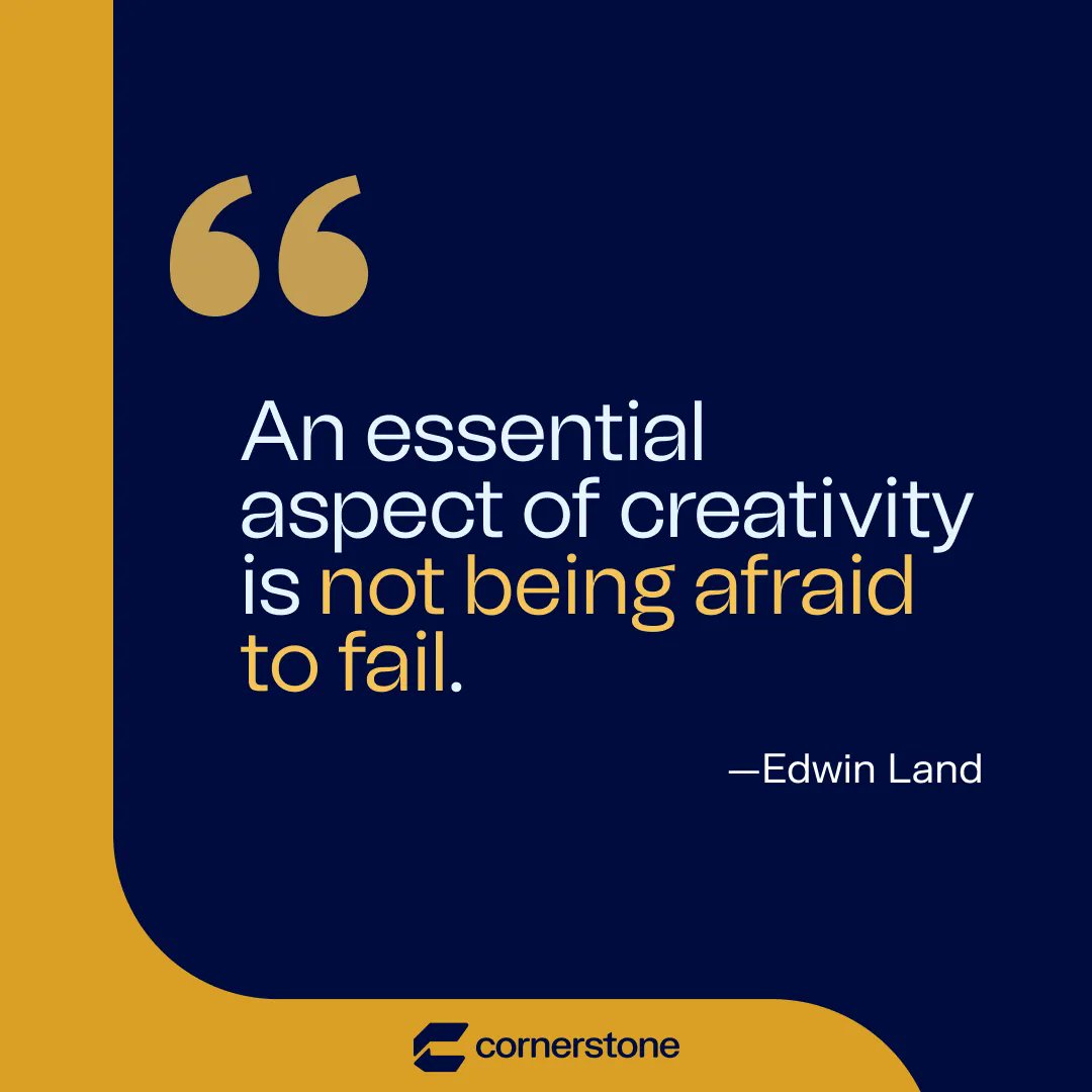 CornerstoneFFWD's tweet photo. An essential aspect of #creativity is not being afraid to #fail - do you agree?

#Innovation #Ideas https://t.co/x6RAMU4rdn