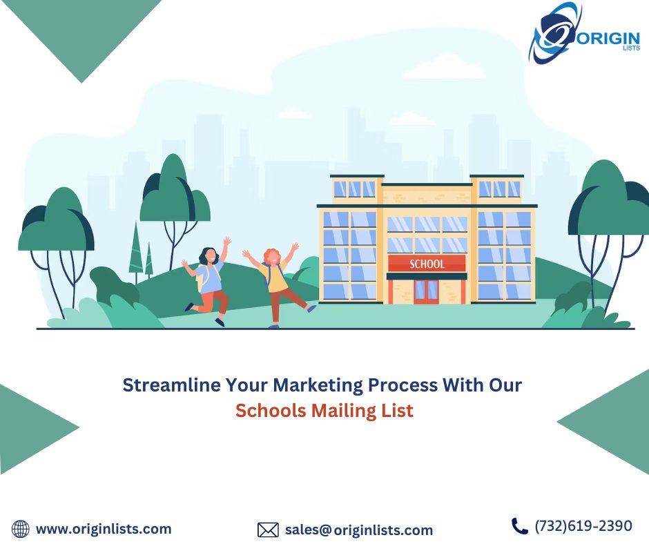 OriginLists's tweet image. OriginLists Schools Contact Database will help you develop marketing strategies to reach the right market segment and increase sales. 

#SchoolsMailingList  #Database #DatabaseUsers #EmailDatabase #EmailList #MailingList #MailingDatabase #B2B #EmailAddressList #MailingAddress