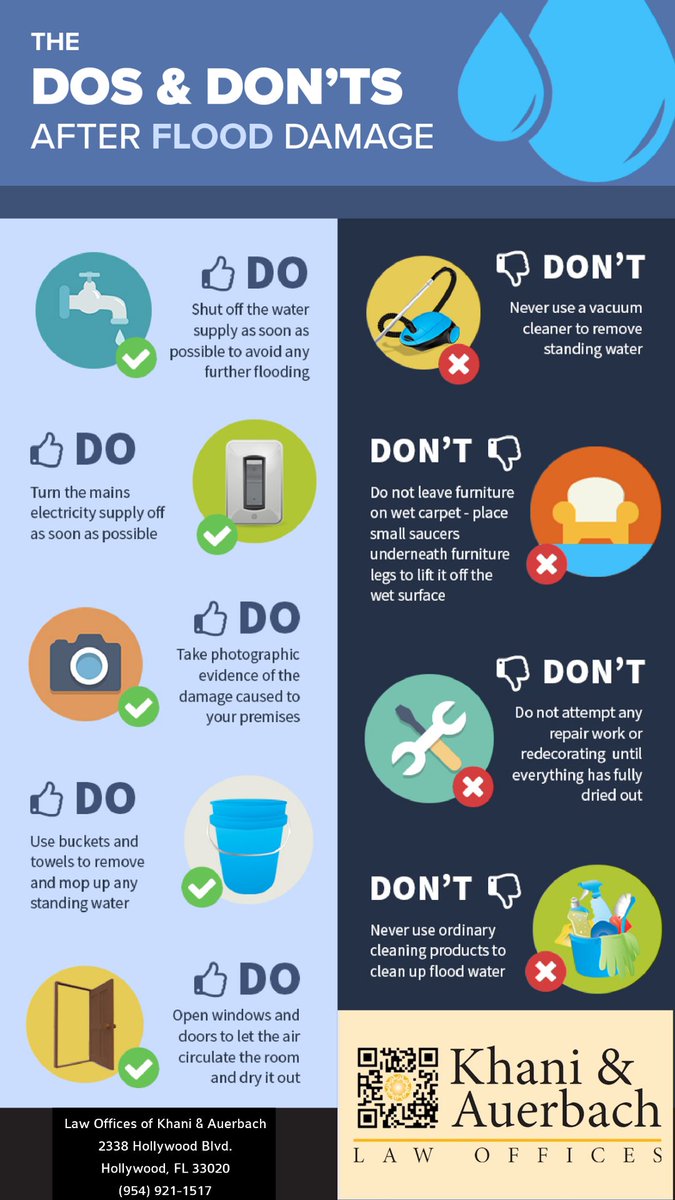 KhaniAuerbach's tweet photo. South Florida (specifically, Hollywood, Dania, Fort Lauderdale and Aventura) please be careful out there. If you have damage, call your insurance company, but please heed the advice in this graphic. #flooding #floodprotection #insurance #graphic https://t.co/EVZRqlOfcr