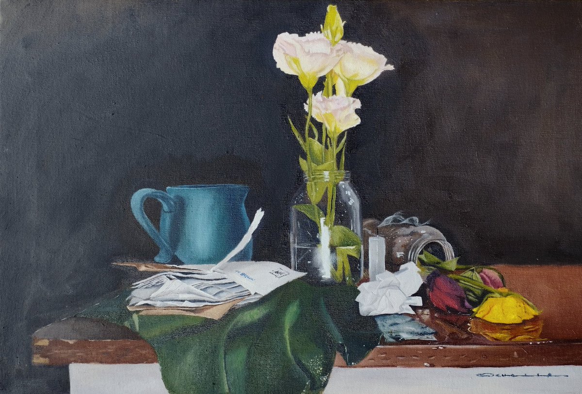 _artist_ocholla's tweet photo. This composition shows a disappointment after a bad news... So i decided to capture that moment by creating this still life painting.
#painting #oilpainting #stilllife #stilllifecomposition #stilllifepainting #stilllifeoilpainting  #kenyanart #africanart https://t.co/E8TwfVbGun