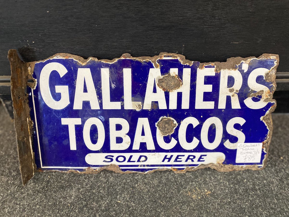 A nice double sided enamel #gallagherstobacco sign #enamelsign #oldadvertising #tobaccosign #astraantiquescentre #hemswell #lincolnshire