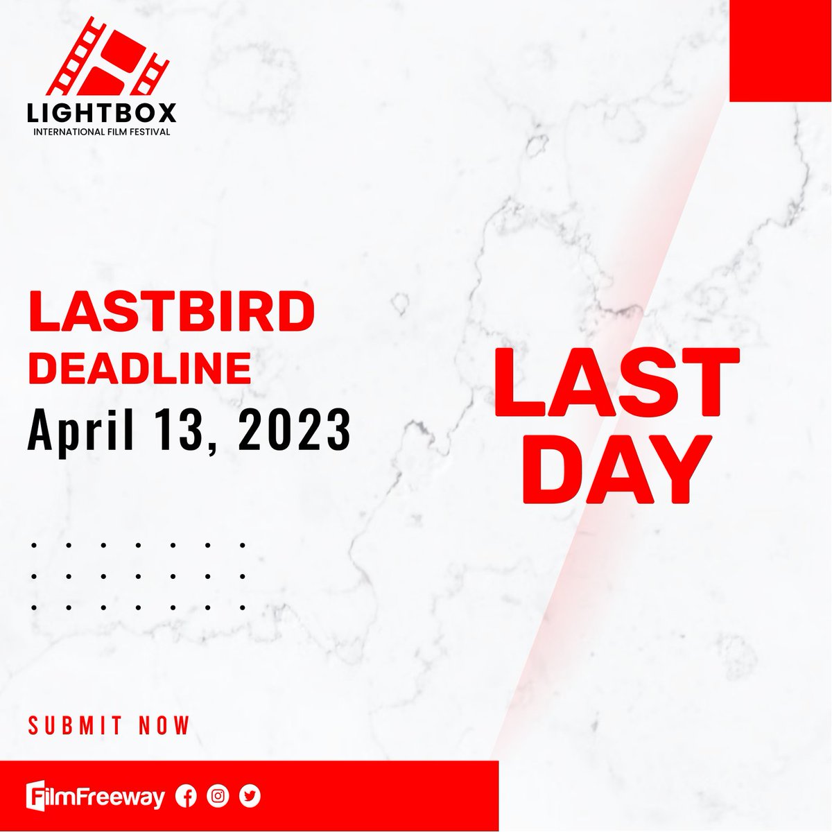 🎯 Finally, the day has come. 
Join now📢 by submitting your work. 
Here is the link -  filmfreeway.com/LightboxIntern… 

#script #screenplay #director #producer #trailer #thriller #silentfilm #composer