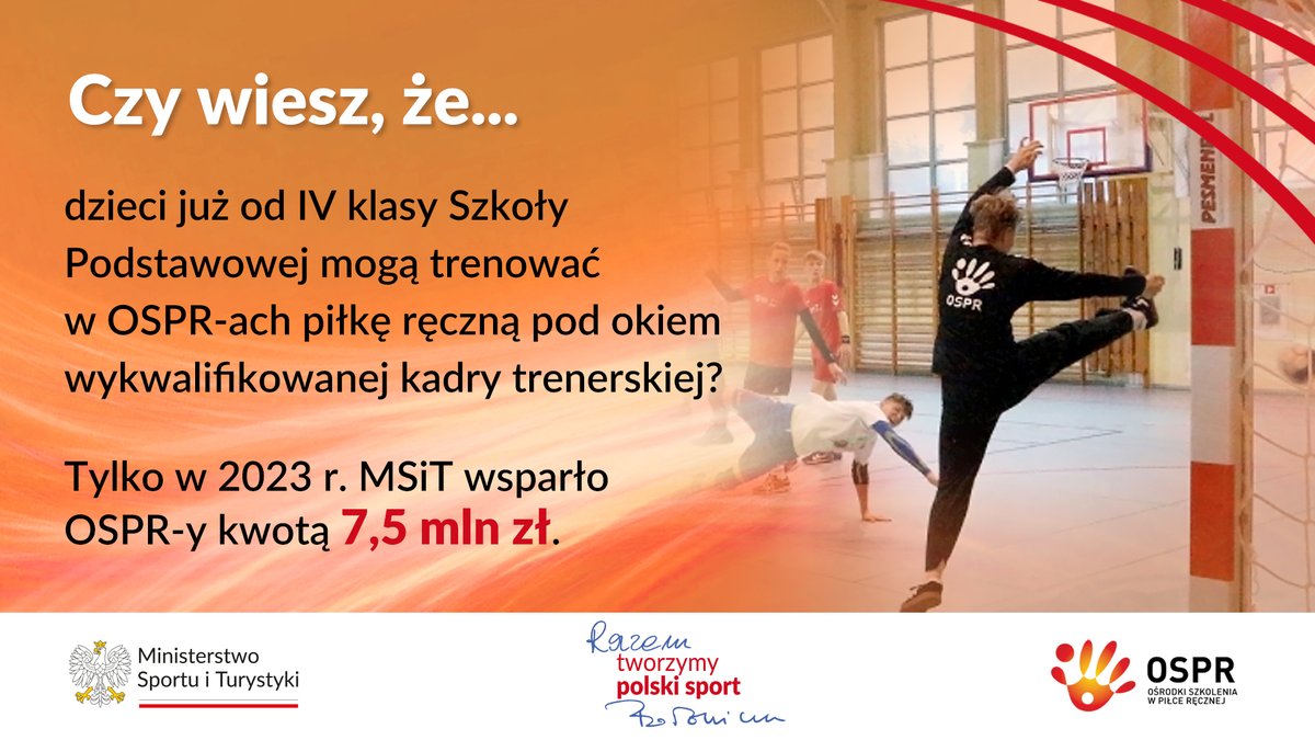SPORT_GOV_PL's tweet photo. 🟠Jak zostać piłkarzem ręcznym❓ 
✔️Młodzież może trenować w Ośrodkach Szkolenia w Piłce Ręcznej niezależnie od przynależności klubowej.
🤾‍♀️ Formy szkolenia to m. in. treningi stacjonarne i konsultacje.
🔴Środki #MSiT na #OSPR w 2023 r. to 7,5 mln zł.
➡️https://t.co/P170eaBxJy https://t.co/0GgfVhS0Mo
