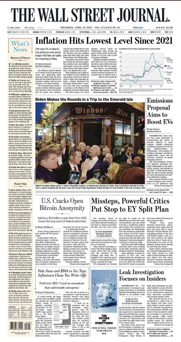 The tourism benefit of a Presidential visit. Front page Wall Street Journal showcases <a href="/POTUS/">President Donald J. Trump</a> in Ireland enjoying <a href="/VFIpubs/">VFI</a> hospitality 🇮🇪❤️🇺🇸 #BidenVisit