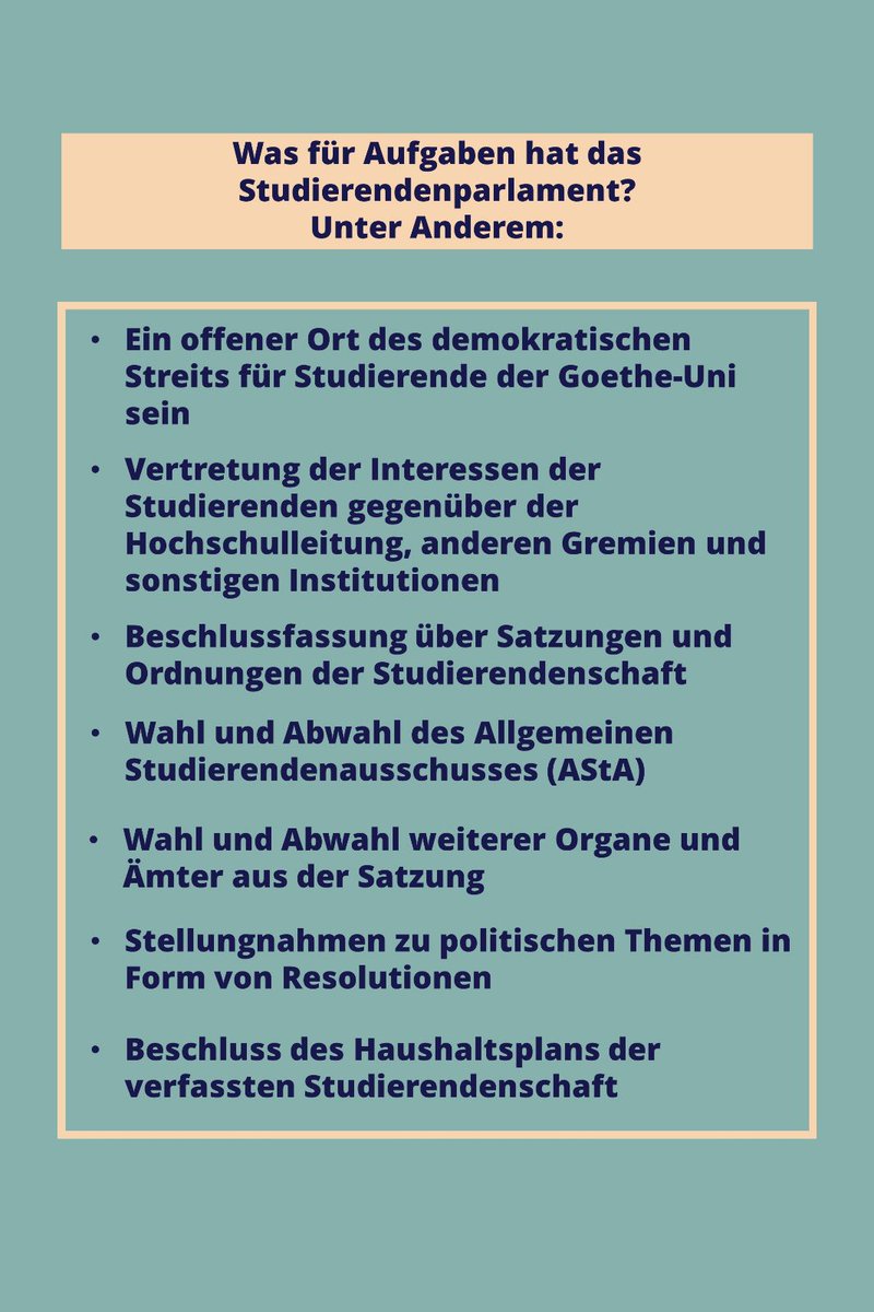 Was hat das StuPa eigentlich für Aufgaben? Hier gibt's die wichtigsten Aufgaben im Überblick: #stupaffm