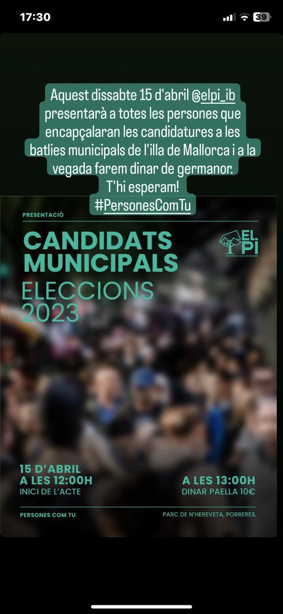 ElPi_Manacor's tweet photo. 🟢 No et perdis la presentació dels candidats municipals d'@ElPi_IB.

📝📅 Ens veim dissabte a Porreres a les 12h! https://t.co/qVqz90zISF