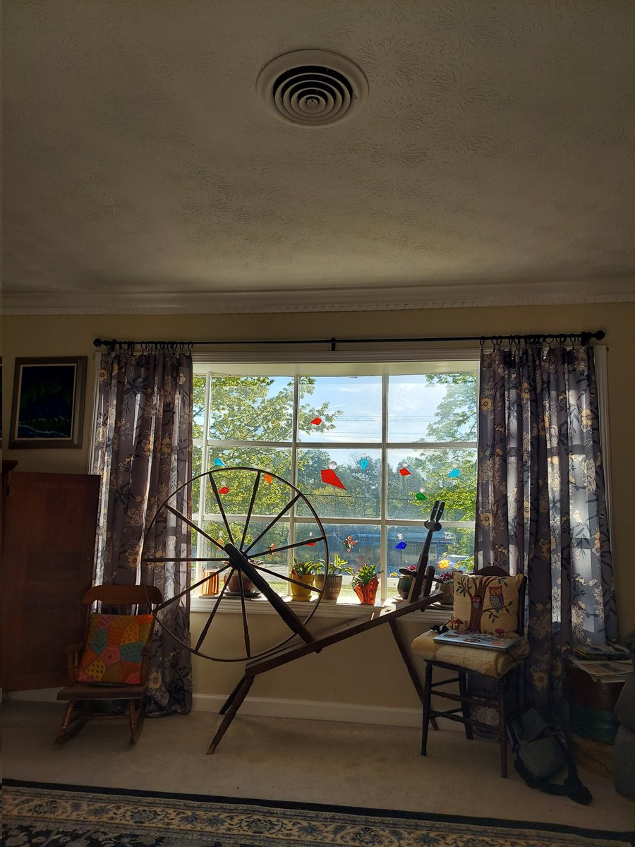RickIsLimestone's tweet image. Our house window is all set up for spring/summer time. The stain glass on the widow is my grandmother's. I love this time of year.