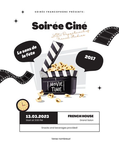 LsuFrench's tweet photo. Join us for Pause Ciné: Le Sens de la fête (2017) Thursday (Apr 13) @ 3:00-5:00PM in Grand Salon French House. https://t.co/SPvHXFgB2R