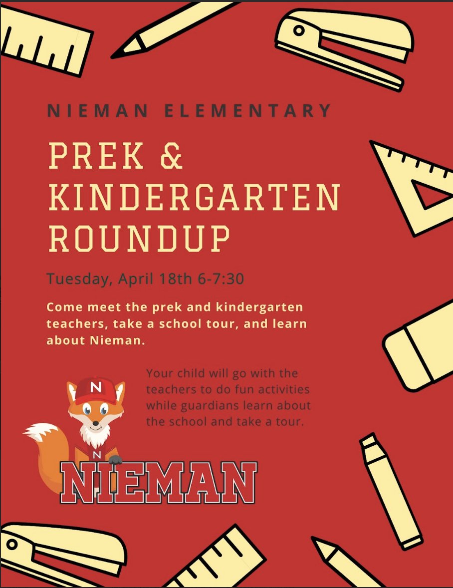 Nieman512's tweet photo. We are so excited to welcome in our youngest learners and families for PreK and Kindergarten Roundup next week! Please help us spread the word! @theSMSD https://t.co/wrimW4SndO