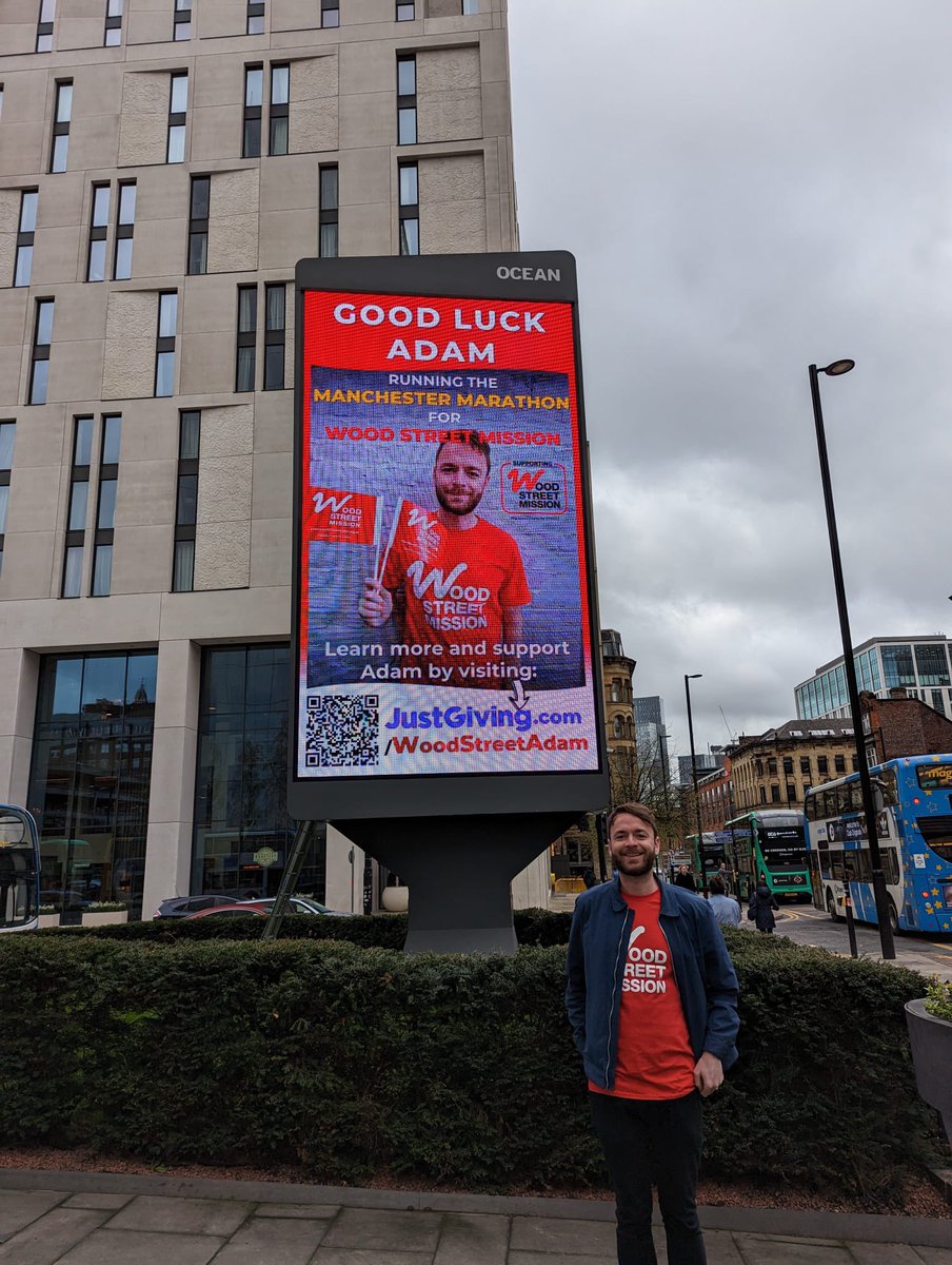 WoodSt_Mission's tweet photo. When our @Marathon_Mcr runner @OhAdamSmith told us that @OceanOutdoorUK wanted to support his fundraising efforts we could never have imagined this!! Thank you so much guys. Check out Adam’s screen on Portland Street in #Manchester https://t.co/E7OTVip2Ko