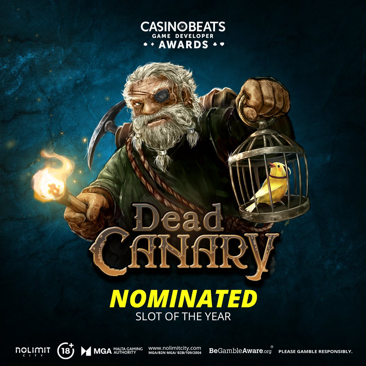 CityNolimit's tweet photo. 🚨 #DeadCanary has been officially shortlisted for the CasinoBeats' SLOT OF THE YEAR! 🎉

After blowing up millions of canaries AND finding true love (who would've thought!?)  - Will our favourite dwarf snatch the top spot?

🔞| Please Gamble Responsibly | https://t.co/VnYLT0m636 https://t.co/F8G84LFh4f