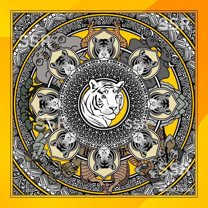 Why conserving Tigers is so important?? Have tried to bring out the major aspects of tiger conservation in this mandala work. For those who are not able to understand can read the tweet in the thread to understand. Dedicate this work to the 50 years of #ProjectTiger!