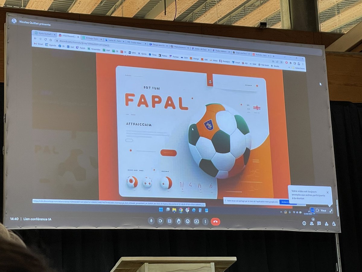 camillejourdain's tweet photo. Comment créer des visuels avec @midjourney ?
Par exemple pour une page d’accueil de site web avec un ballon de foot. 
Démo en live via un bot sur Discord lors de cette conférence. 
Un résultat assez bluffant. 👍
@NicolasQuilliet @comenorday 
#CEOD #IA https://t.co/VTwTMZUyGo