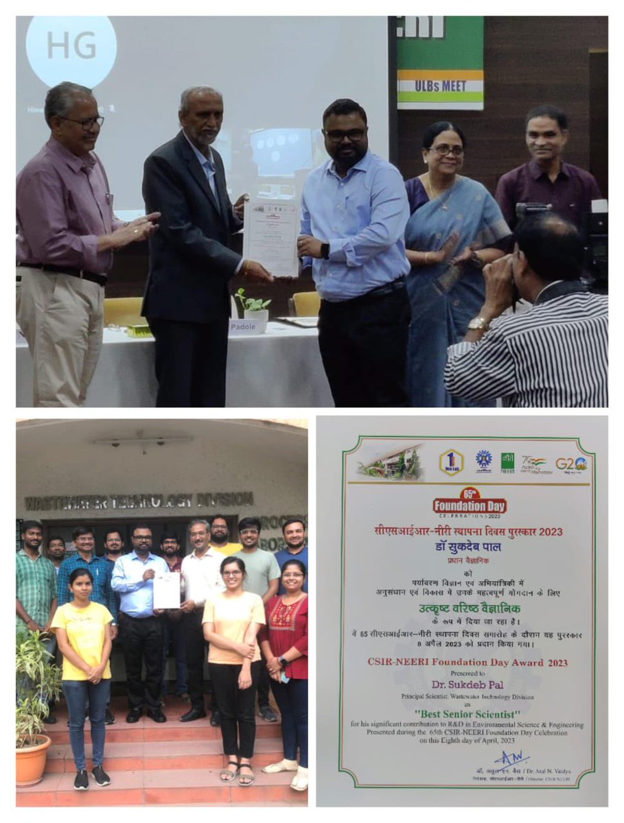 “Everything is theoretically impossible, until it is done.” It’s a pleasant to announce that <a href="/CSIR_NEERI/">CSIR-NEERI</a> foundation day award-2023 for the best senior scientist has been presented to Dr Sukdeb Pal, Pr. Scientist for his significant contribution to R&amp;D in Env. Sci. &amp; Engineering.