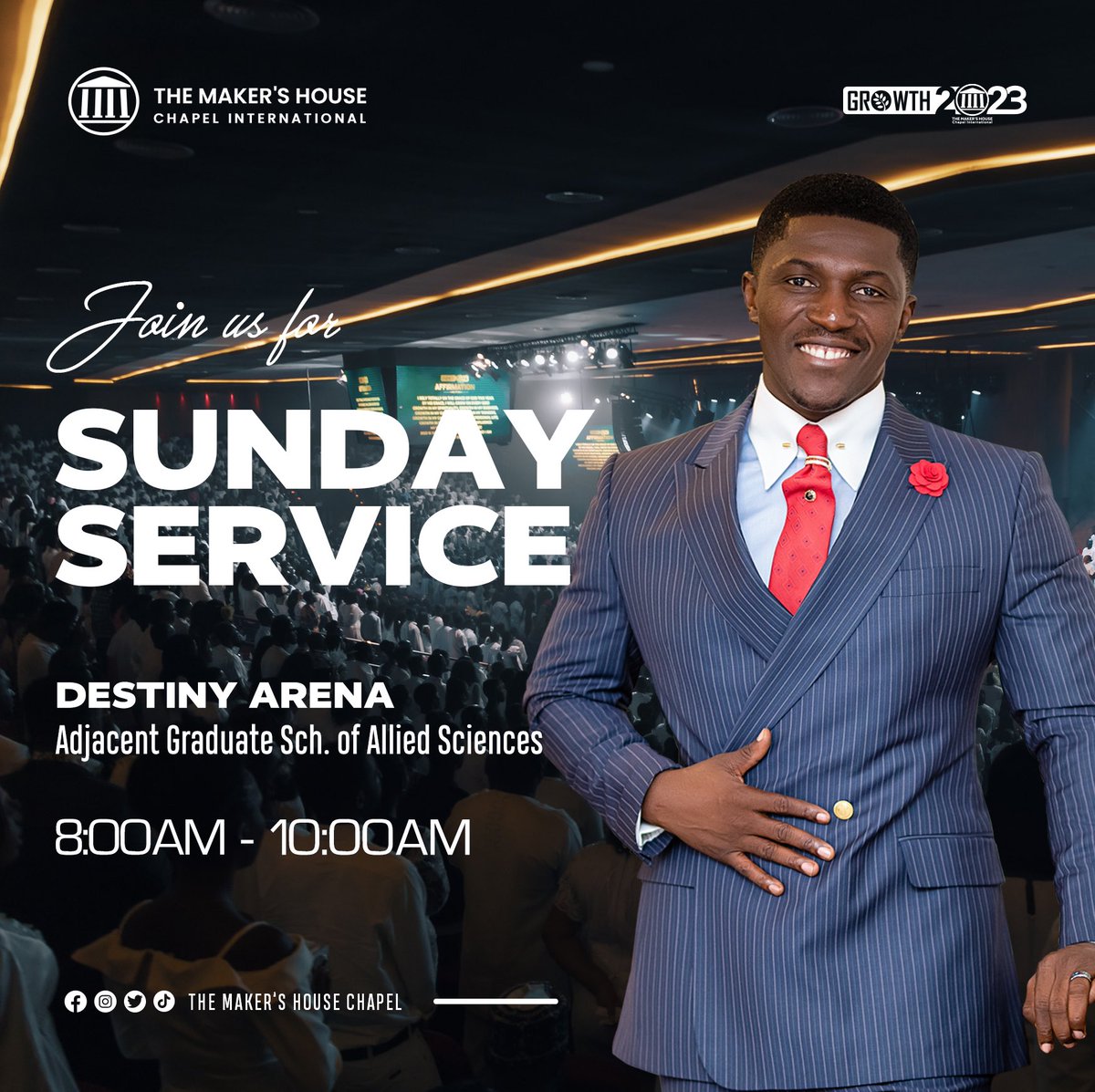 themakershouse's tweet photo. Kindly take note of the update in our Sunday service schedule.
Join us at The Destiny Arena of TMH every Sunday morning at 8am - 10am. We look forward to worshiping with you.
Invite someone.
.
.
.
#THMSundayService
#Growth2023
#WeAreTMH 
#TMHDestinyArena
#ThisIsHome https://t.co/eI0fGoHy4l